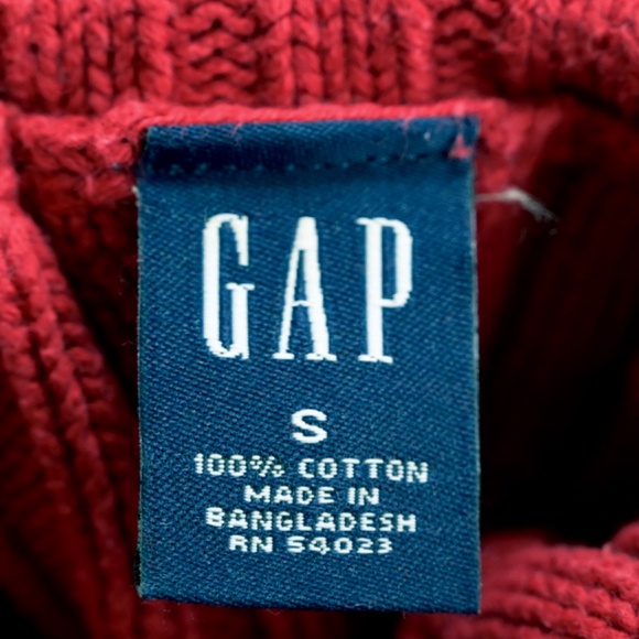 2000s GAP Red Cotton Ribbed Turtleneck Sweater Size S | Thick Knit - Picture 7 of 9